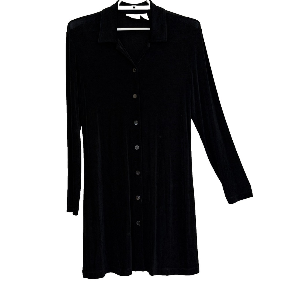 Chico's Travelers Button Front Top Cardigan Size 1 US Medium Black Long Sleeve